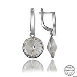 Ebuz Swarovski Crystal Taşlı Gümüş Beyaz Sallantılı Kadın Küpe