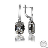 Ebuz Swarovski Crystal Taşlı Gümüş Beyaz Oval Sallantılı Kadın Küpe