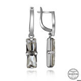 Ebuz Swarovski Crystal Taşlı Gümüş Beyaz Baget Sallantılı Kadın Küpe
