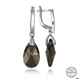Ebuz Swarovski Crystal Taşlı Gümüş Damla Sallantılı Kadın Küpe