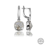 Ebuz Swarovski Crystal Taşlı Gümüş Beyaz Sallantılı Kadın Küpe