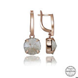 Ebuz Swarovski Crystal Taşlı Gümüş Beyaz Sallantılı Kadın Küpe