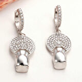 Ebuz ​Gümüş Sallantılı Kaplan Figürlü Kadın Küpe