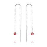 Ebuz Gümüş Zincirli Pembe Nazar Küpe