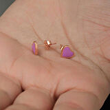 Ebuz Gümüş Fosforlu Lila Kalp Küpe