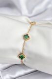 316L Çelik Gold Renk Yeşil Baby Boy Yonca Kadın Bileklik