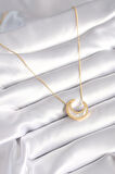 316L Çelik Gold Renk Beyaz Sedefli Hilal Model Kadın Kolye - EBJ240419W23654
