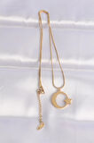316L Çelik Zincir Gold Renk Ay Yıldız Unisex Kolye - EBJ240601W24675