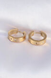 316L Çelik Gold Renk Zirkon Taşlı Cartier Model Halka Küpe - EBJ240613W24952
