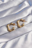 316L Çelik Gold Renk İçi Boş Bubble Kalp Küpe - EBJ240629W25072