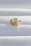 Pirinç Gold Renk İncili Baget Taşlı Earcuff Küpe - EBJ240820W26739