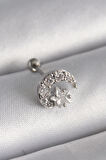 Gümüş Renk Zirkon Taşlı Ay Yıldız Tragus Piercing - EBJ241123W29408