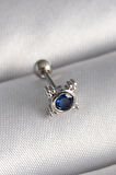 Gümüş Renk Mavi Zirkon Taşlı Tragus Piercing - EBJ241123W29422