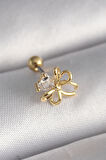 Gold Renk Zirkon Taş Detaylı Kurdele Model Tragus Piercing - EBJ241123W29439