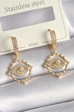 Gold Renk Zirkon Taşlı Göz Model Kadın Küpe - EBJ241130W29565