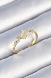 Gold Renk Zirkon Taşlı Oval Beyaz Mineli Kadın Yüzük - EBJ241214W29759