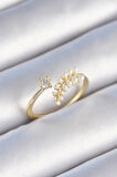 Gold Renk Zirkon Taşlı İncili Yaprak Model Kadın Yüzük - EBJ241214W29767