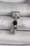 Gümüş Renk Sallantı Astronot Model Yıldız Detay Nomination Charm - EBJ250113W30335