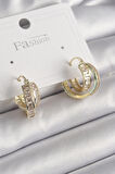 Pirinç Gold Renk Zirkon Taşlı Halka Model Kadın Küpe - EBJ250113W30523