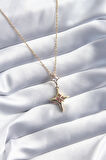 Gold Renk Kutup Yıldızı Model Zirkon Taş Detay Kadın Kolye - EBJ250308W31839