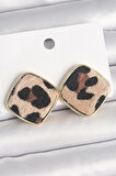 Pirinç Gold Renk Kare Leopar Model Kadın Küpe - EBJ250315W32064