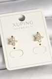 Pirinç Gold Renk Zirkon Taşlı Çiçek Model Xuping Kadın Küpe - EBJ250412W32578