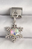 Gümüş Renk Hologram Mineli Kar Tanesi Model Nomination Charm - EBJ250501W32905