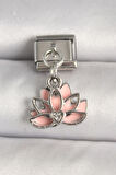 Gümüş Renk Pembe Lotus Model Zirkon Taş Detaylı Nomination Charm - EBJ250501W32907