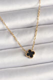 Gold Renk Siyah Yonca Model Kadın Kolye - EBJ250501W33483
