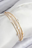 Pirinç Zirkon Taşlı Su Yolu Model Gold Renk Kadın Bileklik - EBJ250902W37727
