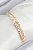 Pirinç Zirkon Taşlı Kalp Model Gold Renk Kadın Bileklik - EBJ250902W37733
