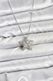 Zincir Gümüş Renk Zincirli Gümüş Yıldız Model Kadın Kolye - EBJ251115W38411