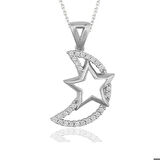 Ebuz Gümüş Ay Yıldız Kadın Kolye