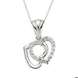 Ebuz Gümüş Çift Kalpli Kadın Kolye