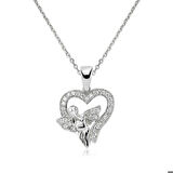 Ebuz Gümüş Melek Kalp Kadın Kolye
