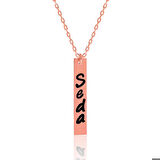 Ebuz Gümüş Rose İsimli Çubuk Plaka Kadın Kolye