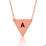 Ebuz Gümüş Rose Harfli Üçgen Plaka Kolye