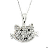 Ebuz Gümüş Kedi Kadın Kolye