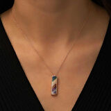 Ebuz Gümüş Rose Kişiye Özel Gökkuşağı Kolye