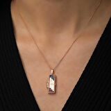 Ebuz ​Gümüş Rose Kapaklı Kişiye Özel Kolye