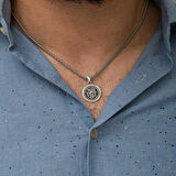 Ebuz ​Gümüş Edep Ya Hu Yazılı Kolye