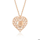 Ebuz ​Gümüş Rose Kişiye Özel Kalbin İçinde Kalp Kadın Kolye