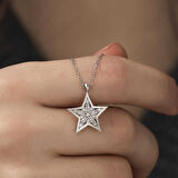 Ebuz ​​Gümüş Baget Taşlı Yıldız Kolye