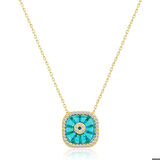 Ebuz Gümüş Gold Kare Camgöz Nazar Kadın Kolye