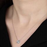 Ebuz Swarovski Taşlı Gümüş Çember Tektaş Bayan Kolye