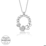 Ebuz Swarovski Taşlı Gümüş Çember Kalp Bayan Kolye