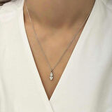 Ebuz Gümüş Çiğ Damlası Mekik Tektaş Kadın Kolye