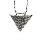 Ebuz Gümüş Üçgen İçi Açılabilen Tuğra Muskalık Kolye