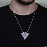 Ebuz Gümüş Üçgen İçi Açılabilen Tuğra Muskalık Kolye