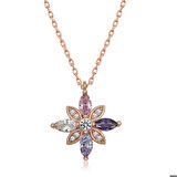 Ebuz Gümüş Rose Mix Taşlı Umut Çiçeği Kolye